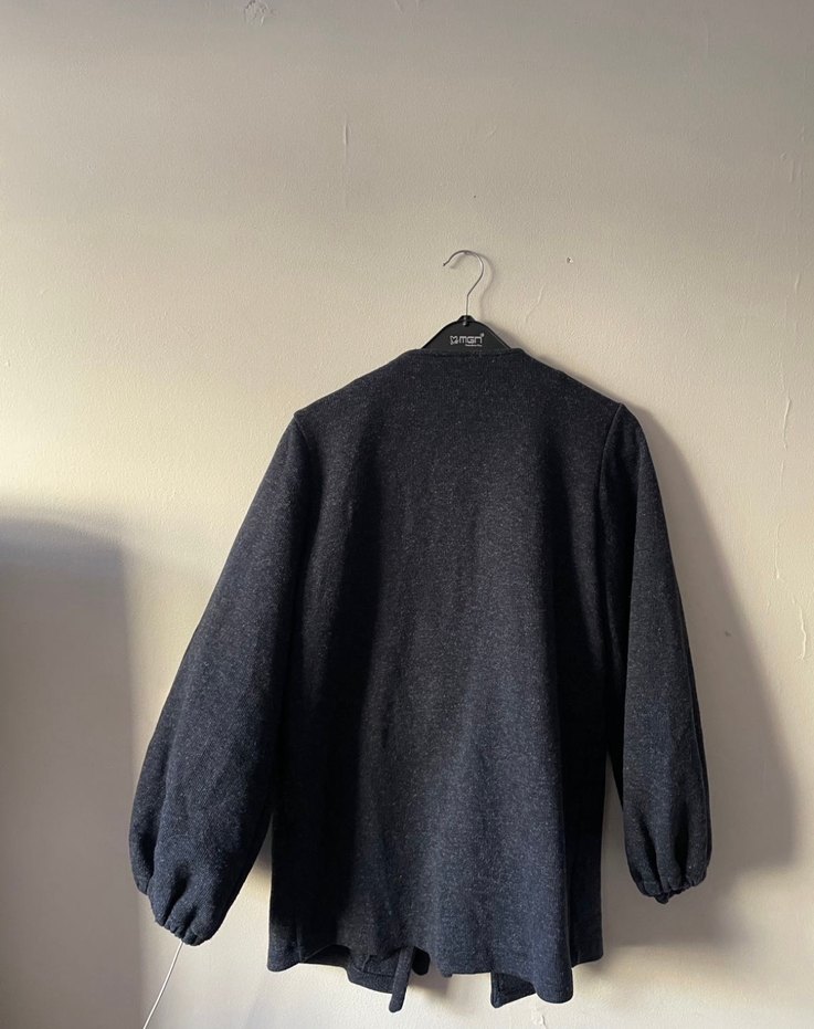 Bağlamalı karpuz kol lacivert Kadın ceket - Görsel 3