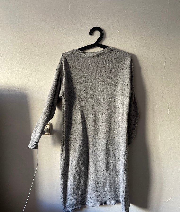 Gri V Yakalı Örgü Kadın Kazak Elbise - Görsel 3