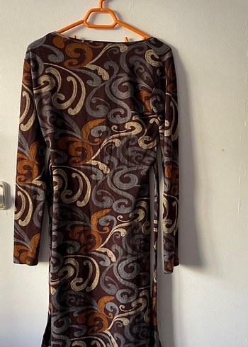 Bohem Desenli Kahverengi mini elbise - Görsel 2