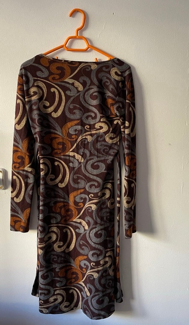 Bohem Desenli Kahverengi mini elbise - Görsel 2