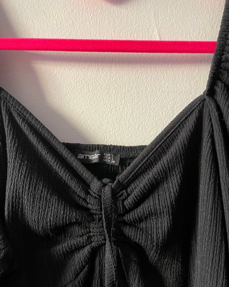 V Yaka Drapeli Siyah Midi Elbise - Görsel 2