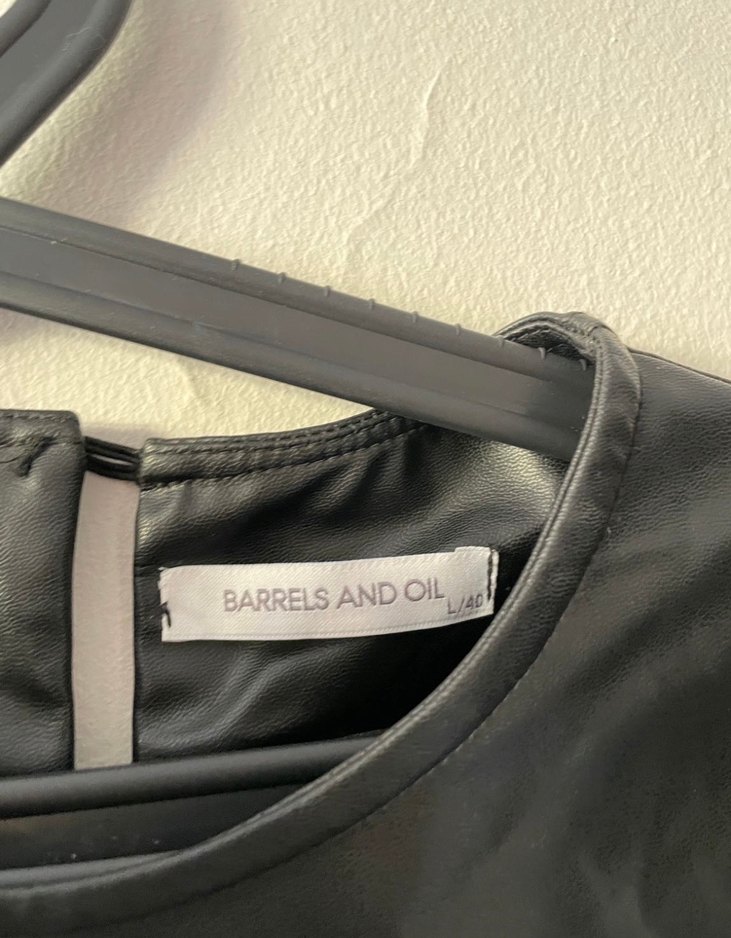 Siyah Deri  Mini Elbise - Görsel 3