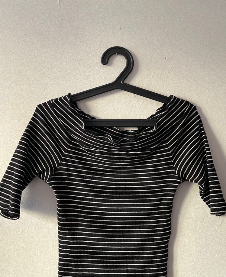 Çizgili Siyah Gri Midi Elbise - Görsel 3