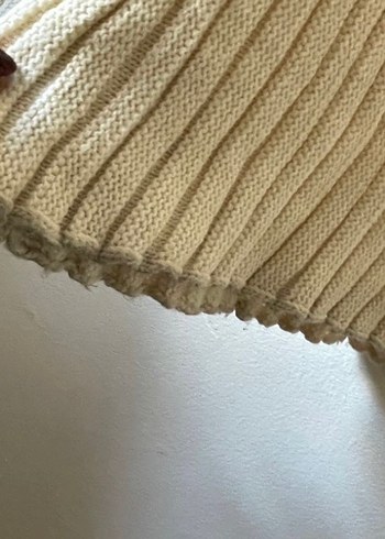 Krem Pliseli Keten Kadın Kazak - Görsel 4