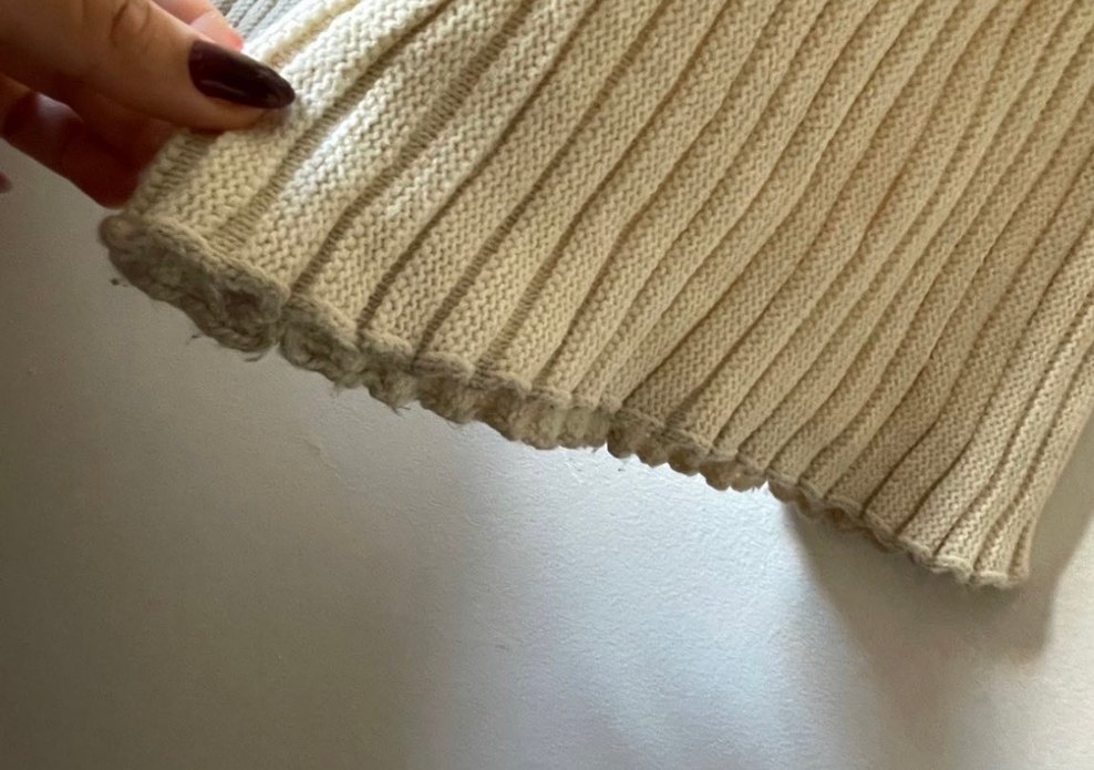 Krem Pliseli Keten Kadın Kazak - Görsel 4