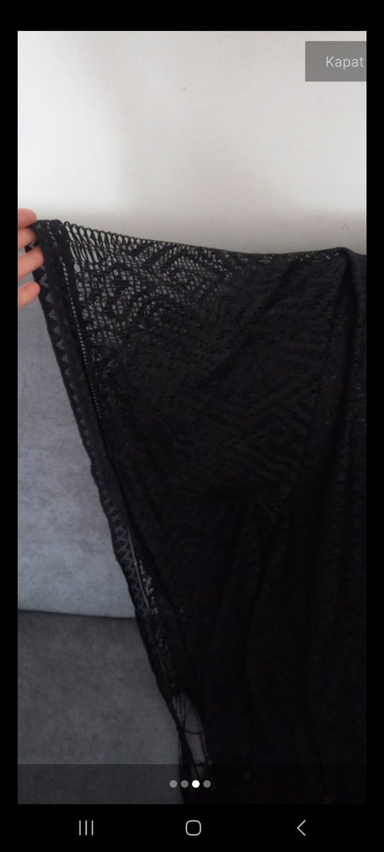Siyah Dantel Detaylı Bohem Mini Pareo - Görsel 3