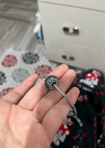 Pandora Pandora Gri Boncuklu Turkuaz Yılan Desenli Bileklik