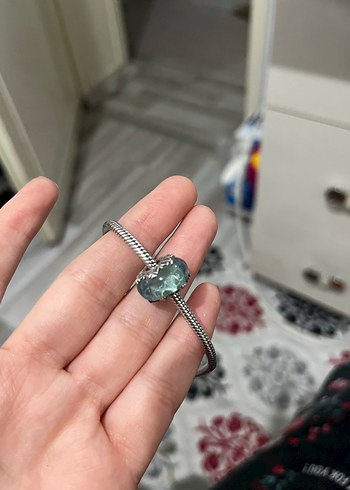  Beden turkuaz Renk Pandora Gri Boncuklu Turkuaz Yılan Desenli Bileklik