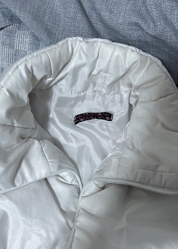Diğer Beyaz Kadın Puff Mont, Midi Boy, Yaka Detaylı