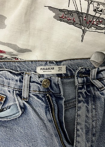 xs Beden Pull&bear Düğmeli Bol Kesim Uzun Kot Pantolon