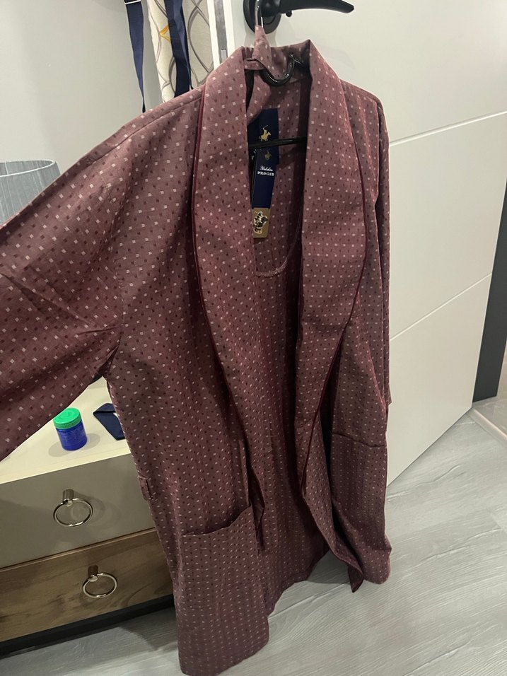 Bordo  Desenli Erkek Sabahlık - Görsel 4