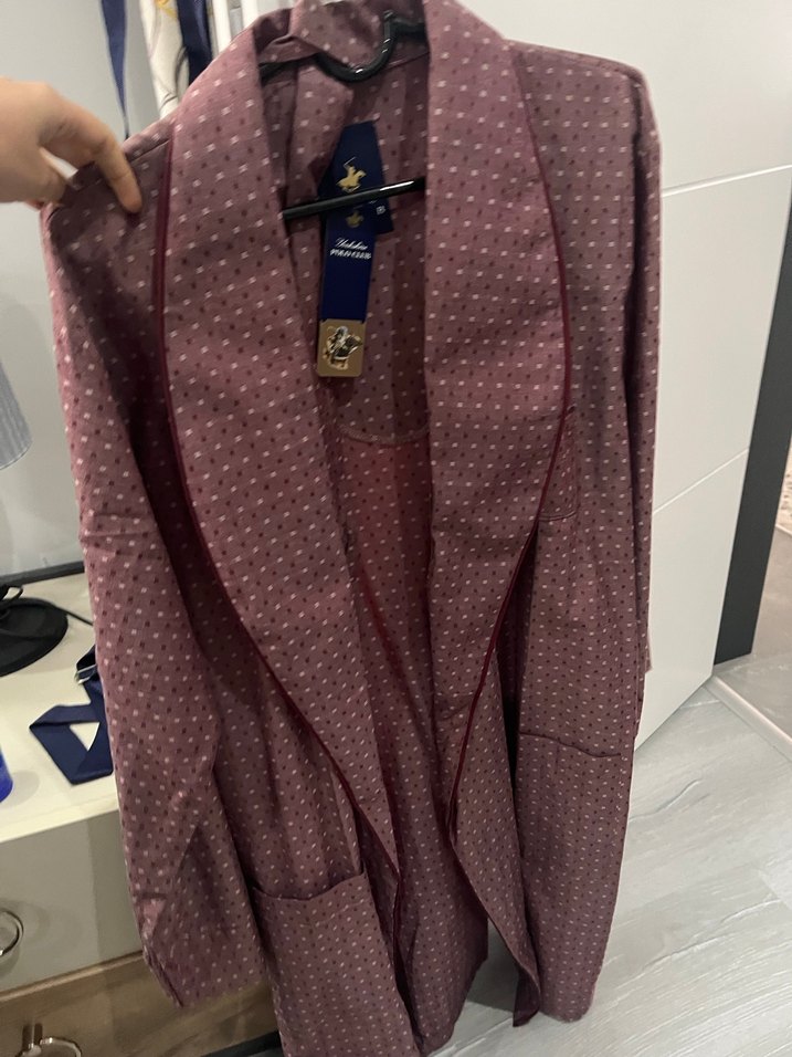 Bordo  Desenli Erkek Sabahlık - Görsel 3