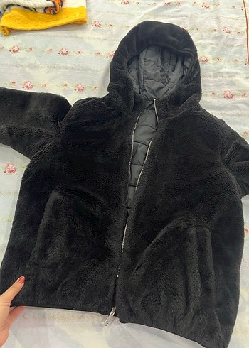 Fermuarlı Siyah Kapüşonlu Kadın Kış Montu - Görsel 6