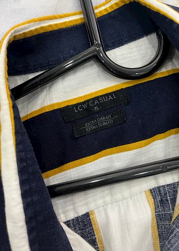 Erkek Sarı Çizgili Kısa Kollu Gömlek - Görsel 3