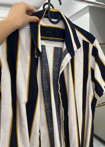 Erkek Sarı Çizgili Kısa Kollu Gömlek - Görsel 6