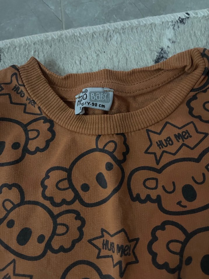 Kahverengi Erkek Sweatshirt, Uzun Kollu, Baskılı - Görsel 2