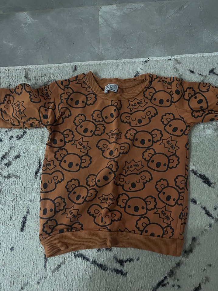 Kahverengi Erkek Sweatshirt, Uzun Kollu, Baskılı - Görsel 3
