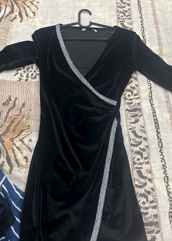 Siyah Drapeli Uzun Kollu Abiye Elbise - Görsel 3