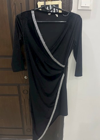 Siyah Drapeli Uzun Kollu Abiye Elbise - Görsel 2