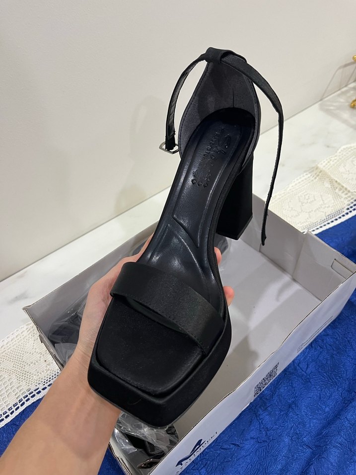 Tokalı Siyah Platform Topuklu Kadın Abiye Ayakkabı - Görsel 2