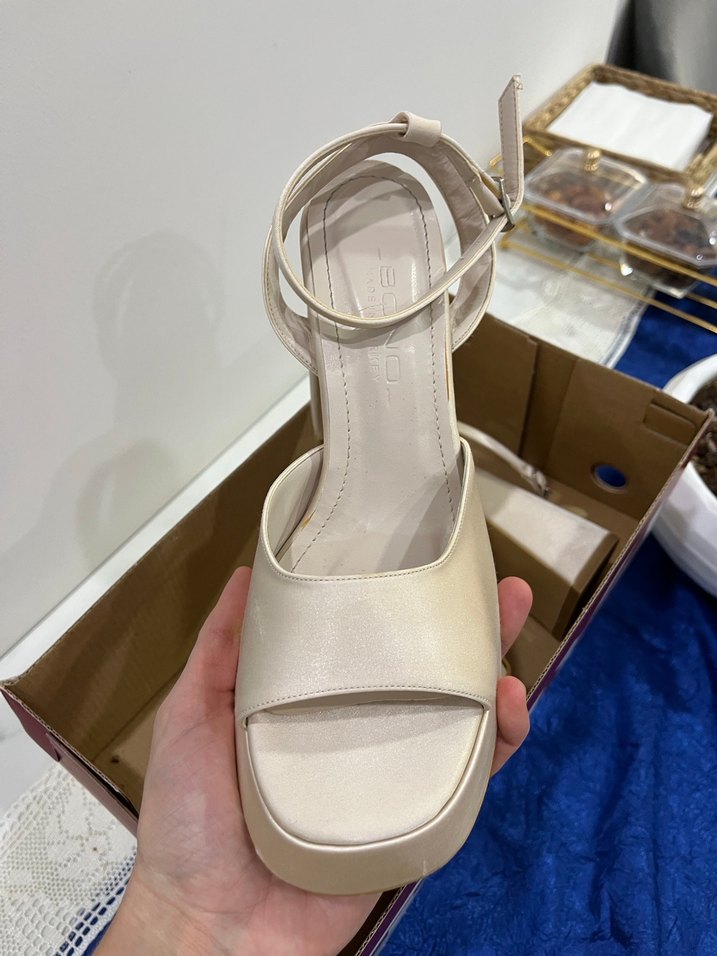 Beyaz Platform Topuklu Kadın Abiye Ayakkabı - Görsel 2