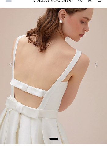 Oleg cassini Klasik Modern Beyaz A Kesim Gelinlik - Görsel 2