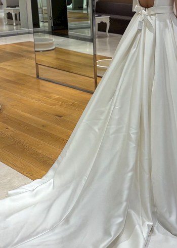 Oleg cassini Klasik Modern Beyaz A Kesim Gelinlik - Görsel 3