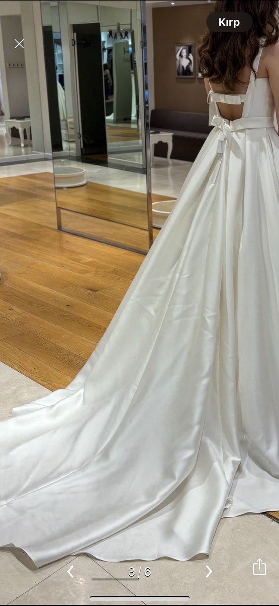 Oleg cassini Klasik Modern Beyaz A Kesim Gelinlik - Görsel 3