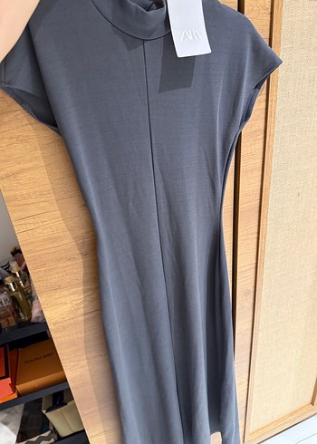 Zara elbise Gri Yüksek Yakalı Kolsuz Uzun Elbise - Görsel 4