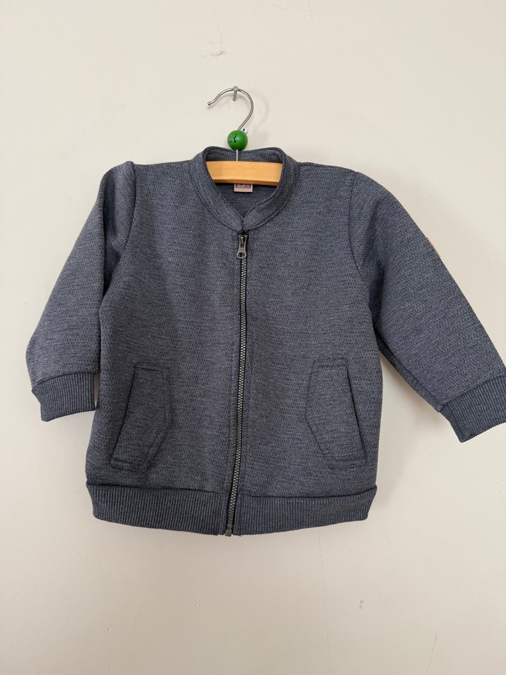 Gri Fermuarlı Erkek Çocuk Sweatshirt - Görsel 2