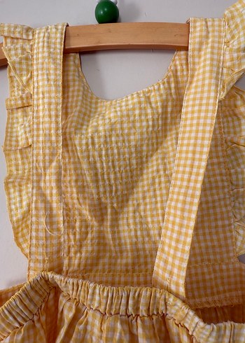 Sarı Kareli Kız Elbisesi - Görsel 4