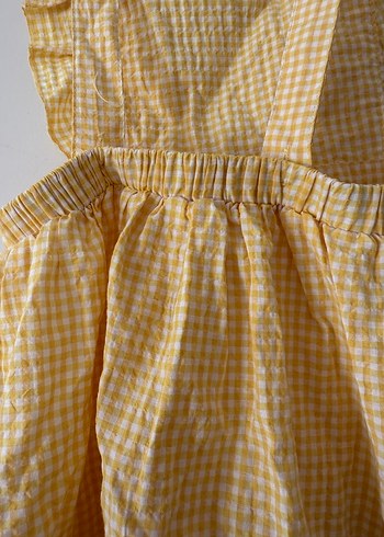 Sarı Kareli Kız Elbisesi - Görsel 5