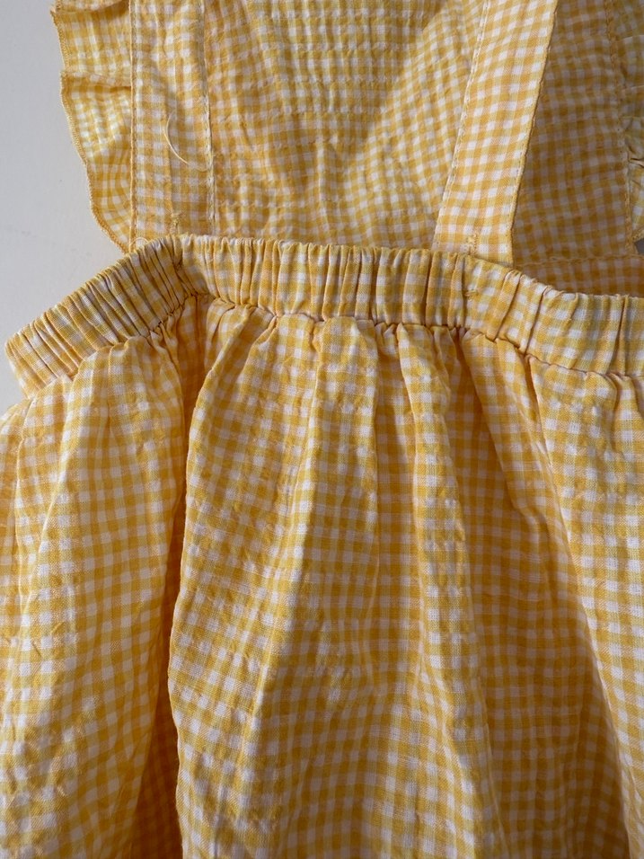 Sarı Kareli Kız Elbisesi - Görsel 5