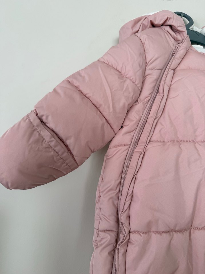 Kız Bebek Pembe Fermuarlı Kış Tulumu/ Astronot tulum - Görsel 2