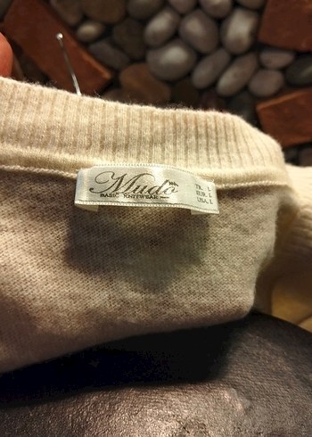 Kadın Beyaz V Yaka Kolsuz Triko Süveter Mudo - Görsel 3