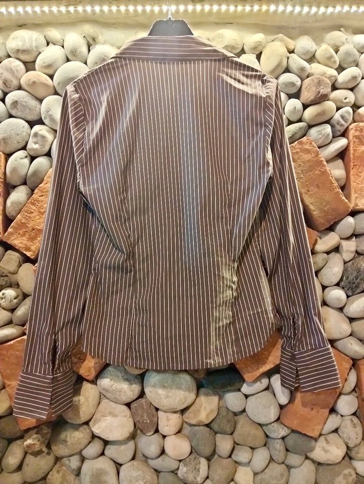 Düğmeli V Yaka Çizgili Kadın Gömlek Stradivarius - Görsel 2