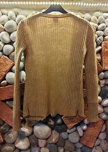 Nakışlı Bej Kadın Triko Hırka Vintage - Görsel 2