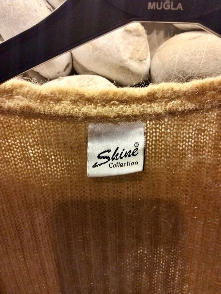 Nakışlı Bej Kadın Triko Hırka Vintage - Görsel 3