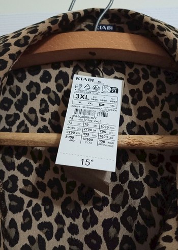 52 Beden Leopar Desenli Uzun Kollu Kadın Gömlek