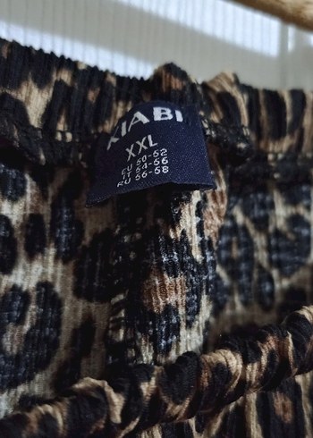 xxl Beden kahverengi Renk Leopar Desenli Bol Kesim Kumaş Pantolon