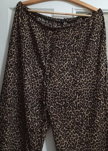 xxl Beden Leopar Desenli Bol Kesim Kumaş Pantolon