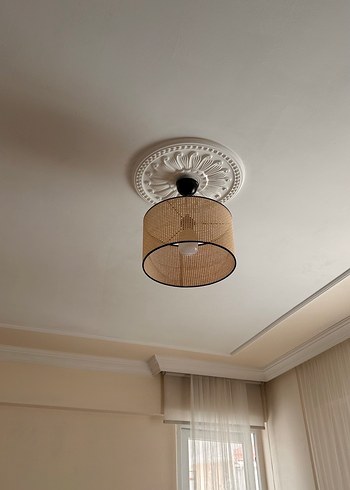 Bej Hasır Avize Abajur - Görsel 4