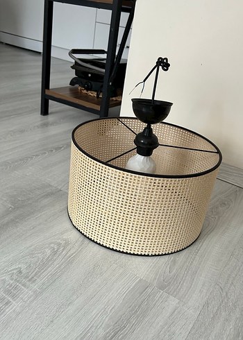 Bej Hasır Avize Abajur - Görsel 2