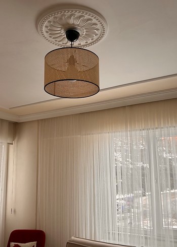 Bej Hasır Avize Abajur - Görsel 5