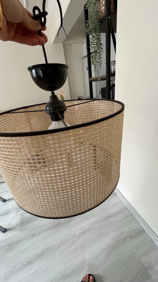 Bej Hasır Avize Abajur - Görsel 3