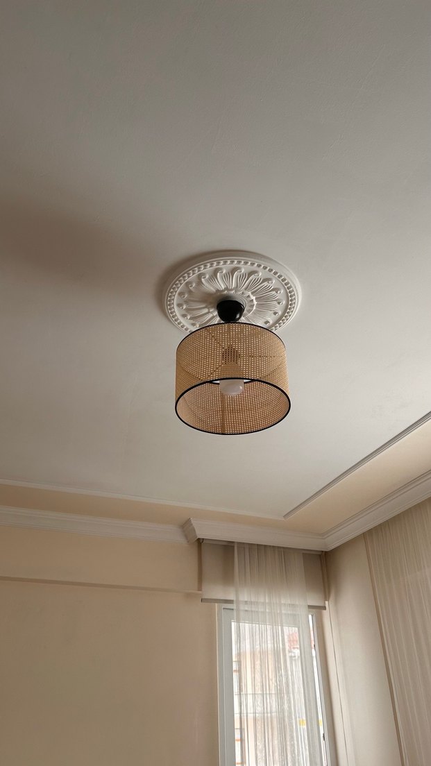 Bej Hasır Avize Abajur - Görsel 4