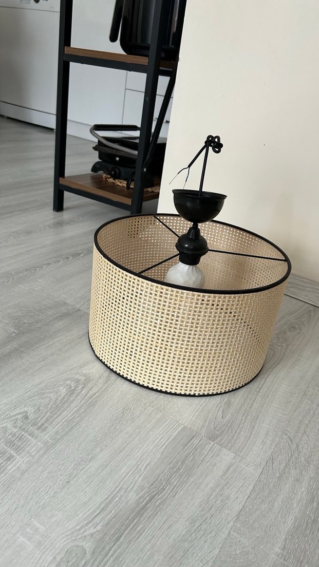 Bej Hasır Avize Abajur - Görsel 2