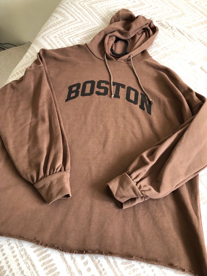 Kahverengi Kapüşonlu Oversize Sweatshirt - Görsel 3