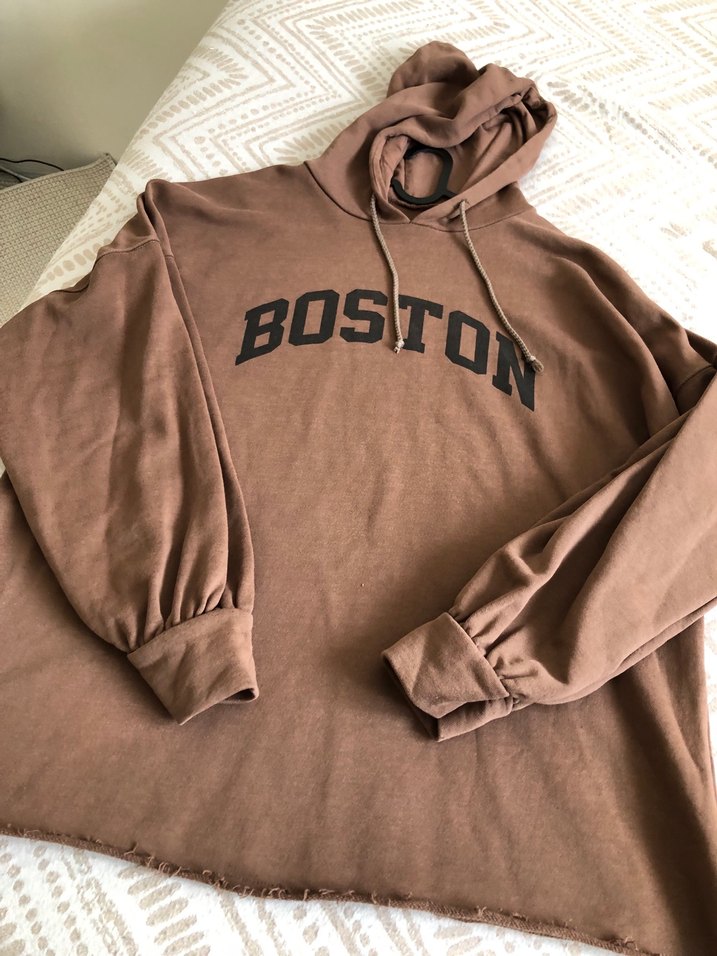 Kahverengi Kapüşonlu Oversize Sweatshirt - Görsel 4