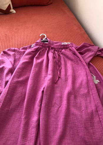 Düğmeli Pembe Nakışlı Kadın Gömlek - Görsel 4